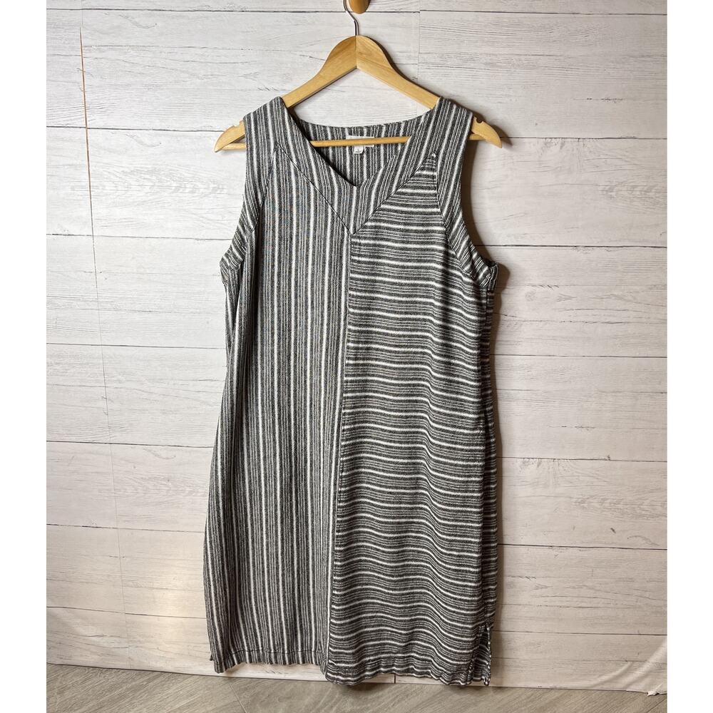 Westbound Dress Womens Size Large Black & White Striped Lagenlook Linen Blend - Picture 4 of 16